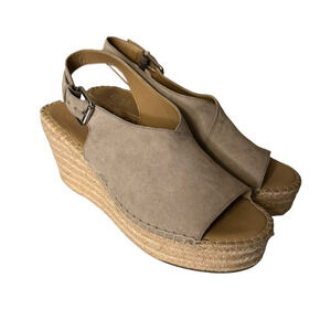 Franco Sarto Torres Suede Platform Wedge Sandals Slingback Taupe Size 11